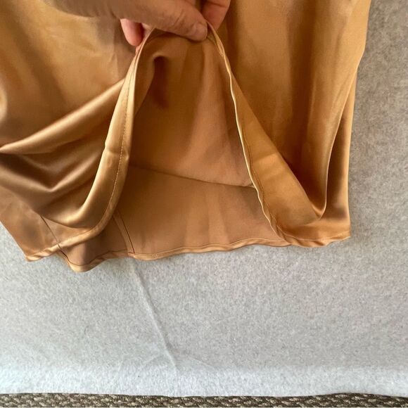 Princess Polly Gold Satin Slip Dress Size 8 - Picture 8 of 9